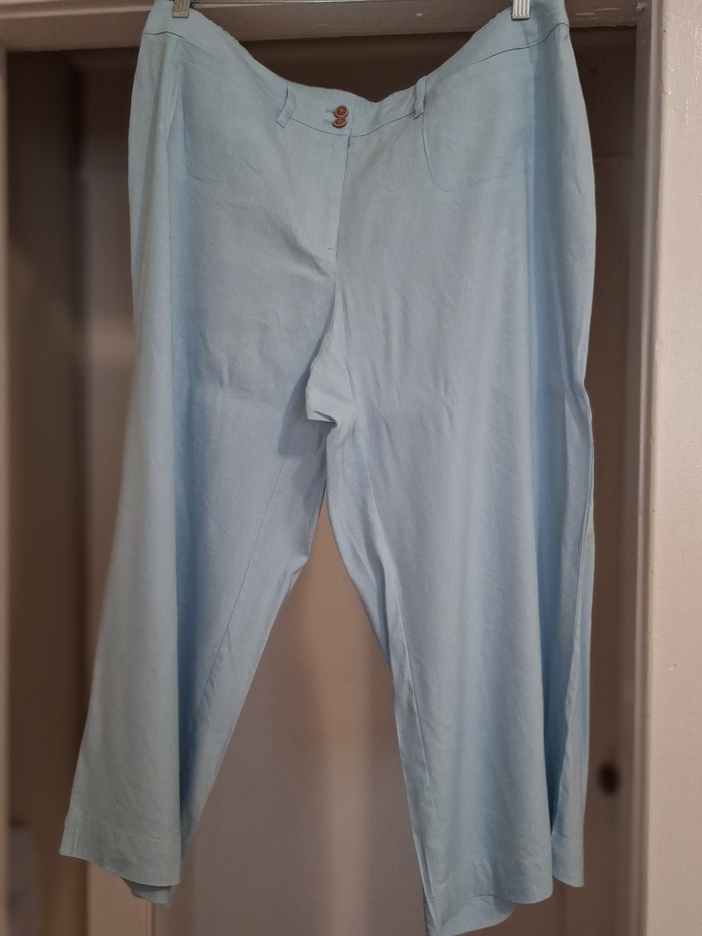 J. Jill Pale Blue Wide-Leg Linen-Blend Pants